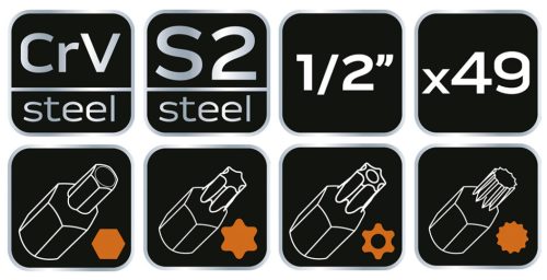 Neo Tools Torxbit készlet, 49db