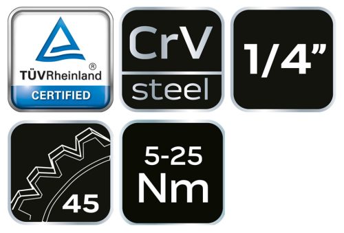 Neo Tools Nyomatékkulcs 1/4", 5 - 25 Nm