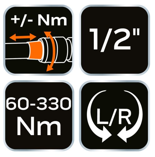 Neo Tools Nyomatékkulcs "double - click", 1/2", 60-330Nm