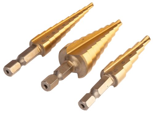 Neo Tools Lépcsős fúrókészlet, 3db-os, HSS-Titán, 3-20mm, hatszög szárral