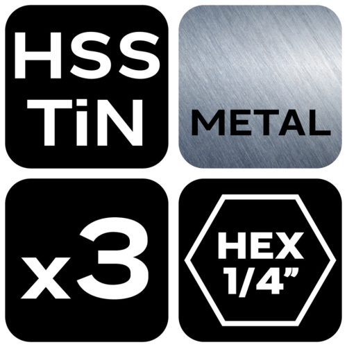 Neo Tools Lépcsős fúrókészlet, 3db-os, HSS-Titán, 3-20mm, hatszög szárral