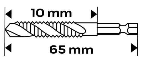 Neo Tools Gépi menetfúró, 2az1ben előfúró éllel, HSS-Titán, M3X0,5mm, hatszög szárral