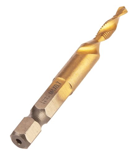 Neo Tools Gépi menetfúró, 2az1ben előfúró éllel, HSS-Titán, M4X0,7mm, hatszög szárral