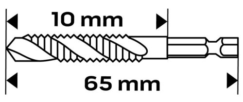 Neo Tools Gépi menetfúró, 2az1ben előfúró éllel, HSS-Titán, M4X0,7mm, hatszög szárral