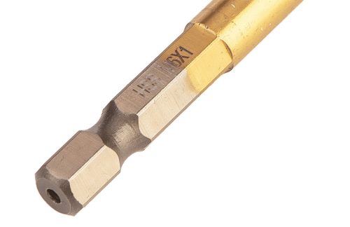 Neo Tools Gépi menetfúró, 2az1ben előfúró éllel, HSS-Titán, M6X1mm, hatszög szárral