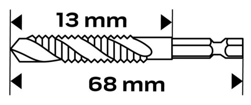 Neo Tools Gépi menetfúró, 2az1ben előfúró éllel, HSS-Titán, M6X1mm, hatszög szárral