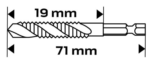 Neo Tools Gépi menetfúró, 2az1ben előfúró éllel, HSS-Titán, M10X1,5mm, hatszög szárral