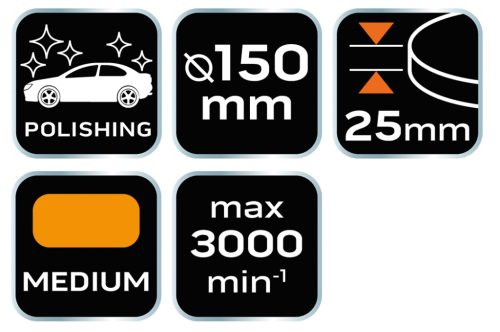 Neo Tools Polírkorong 130x150mmx25mm, közepes keméynségű szivacs