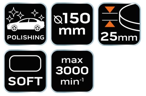 Neo Tools Polírkorong 130x150mmx25mm, puha szivacs