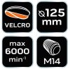 Neo Tools Hordozó korong 125mm polírkoronghoz 130x150mm, tépőzáras