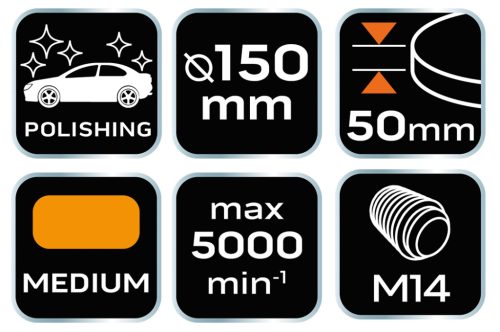 Neo Tools Polírkorong 150x50mm, közepes keménységű szivacs, M14