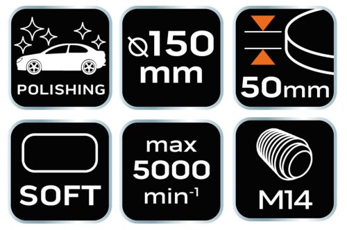 Neo Tools Polírkorong 150x50mm, puha szivacs, M14