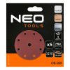 Neo Tools Csiszolókorong tépőzáras 150mm, P60, 9 lyukkal, 5db, 04-721-hez