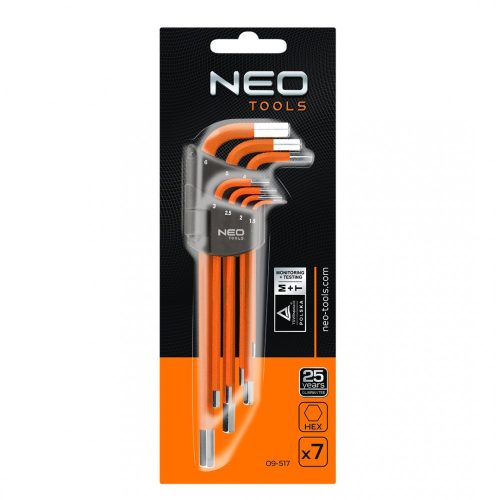 Neo Tools imbuszkulcs készlet 7r. 1,5-6mm narancs