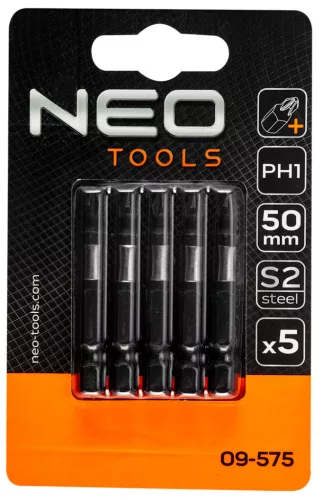 Neo Tools Torziós ütvecsavarozó bitek S2, 50mm, PH1, 5db