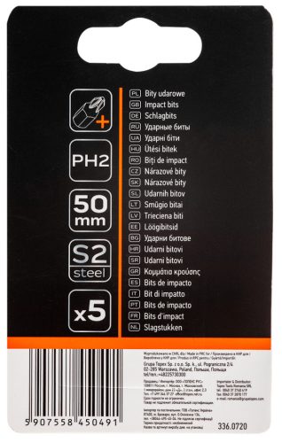 Neo Tools Torziós ütvecsavarozó bitek S2, 50mm, PH2, 5db