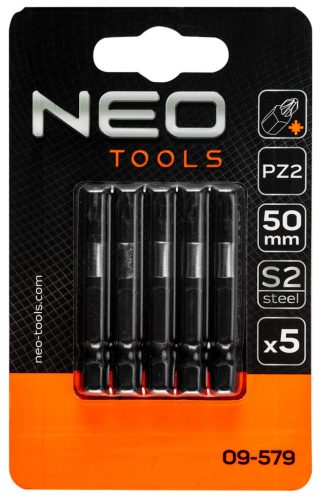 Neo Tools Torziós ütvecsavarozó bitek S2, 50mm, PZ2, 5db