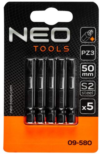 Neo Tools Torziós ütvecsavarozó bitek S2, 50mm, PZ3, 5db