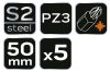 Neo Tools Torziós ütvecsavarozó bitek S2, 50mm, PZ3, 5db