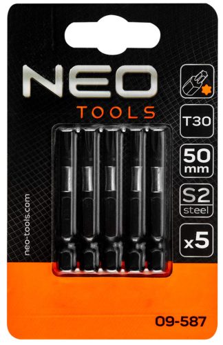 Neo Tools Torziós ütvecsavarozó bitek S2, 50mm, T30, 5db