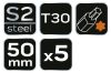 Neo Tools Torziós ütvecsavarozó bitek S2, 50mm, T30, 5db