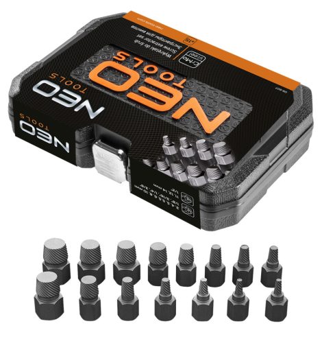 Neo Tools Törtcsavar-kihajtó készlet, 1/2", 15db, 3-14mm (M6-M24)