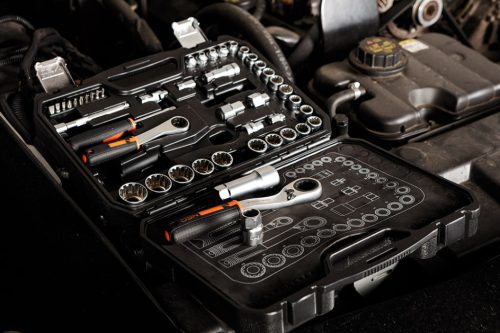 Neo Tools Dugókulcs készlet, átmenő racsnis hajtókarokkal, 1/4"- 3/8", 46 db