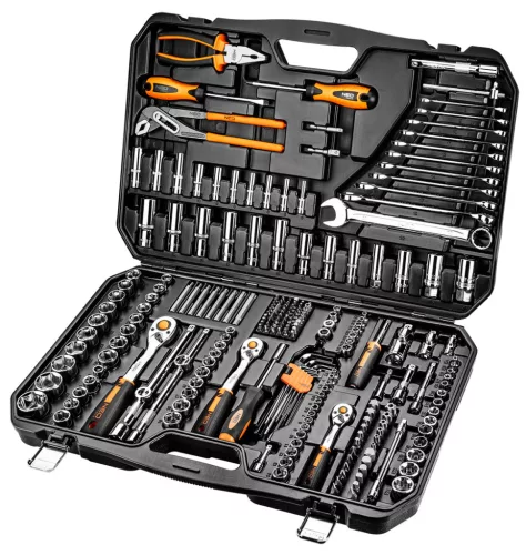 Neo Tools Dugókulcskészlet + szerszámkészlet 1/4", 3/8", 1/2", 233db