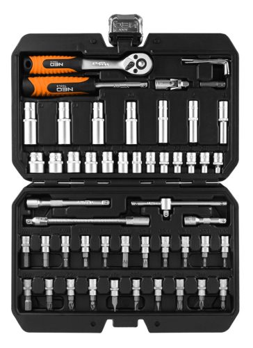 Neo Tools Dugókulcs és bit készlet, 1/4", matt felület, 55db