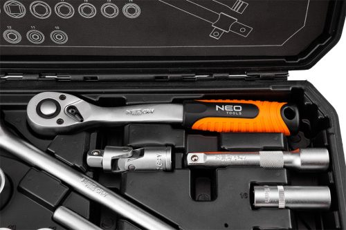 Neo Tools Dugókulcs és hajtószár készlet, matt felület, 25 db