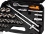Neo Tools Dugókulcs és hajtószár készlet, matt felület, 25 db