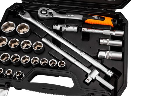 Neo Tools Dugókulcs és hajtószár készlet, matt felület, 25 db
