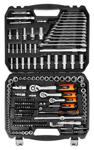 Neo Tools Dugókulcskészlet 1/2", 3/8", 1/4", 220db