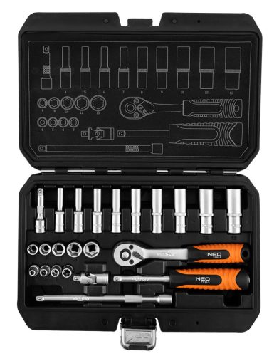 Neo Tools Dugókulcskészlet 1/4", matt felület, 23db