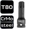 Neo Tools Torziós bit ütvecsavarozókhoz 1/2" T80