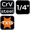 Neo Tools Torx dugókulcs 1/4" 87mm TX15