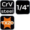 Neo Tools Torx dugókulcs 1/4" 87mm TX20