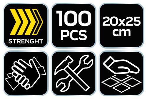 Neo Tools Kéztisztító kendő, 100 lap, ragasztó, gyanta, szilikon, lakk, festék, poliuretán hab és polimer