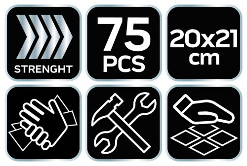 Neo Tools Kéz-és felülettisztító csiszolókendő, 75 lap, ragasztó, gyanta, szilikon, lakk, festék, poliuretán hab és polimer