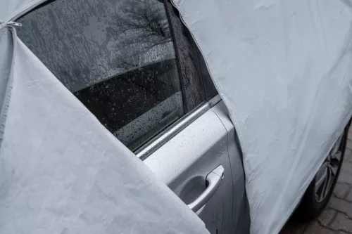 Neo Tools Autótakaró ponyva, 20 rétegű, vízálló, vezetőoldali cippzáras ajtónyílás, 533X178X119cm, XL