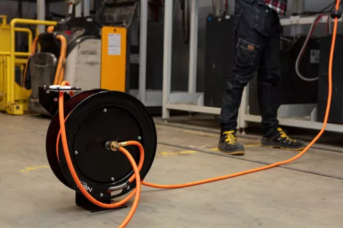 Neo Tools Pneumatikus tömlődob, automata, fém, nyitott, nagy igénybevételre