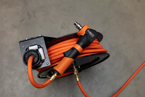 Neo Tools Pneumatikus tömlődob, automata, fém, nyitott, nagy igénybevételre