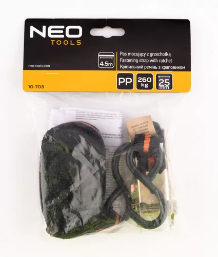 Neo Tools Rakományrögzítő racsnis heveder 4,5m/25mm, 260kg