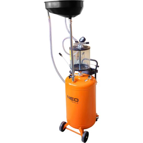 Neo Tools Mobil olajleeresztő/ leszívó készülék, pneumatikus, leeresztő tál 10l, ellenőrzőhenger 10l, gyűjtőtartály 70l