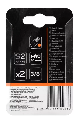 Neo Tools Spline bit, 3/8", M10x30mm, S2, 2db