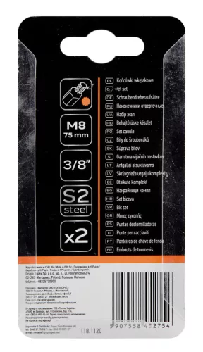 Neo Tools Spline bit, 3/8", M8x75mm, S2, 2db