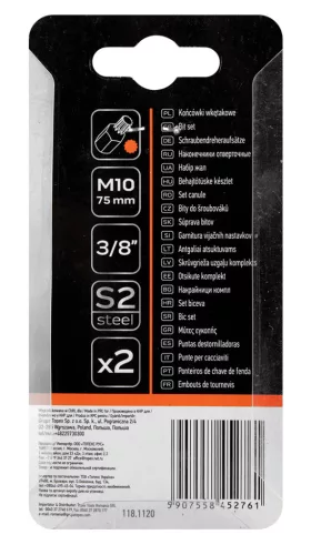 Neo Tools Spline bit, 3/8", M10x75mm, S2, 2db