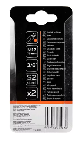 Neo Tools Spline bit, 3/8", M12x75mm, S2, 2db