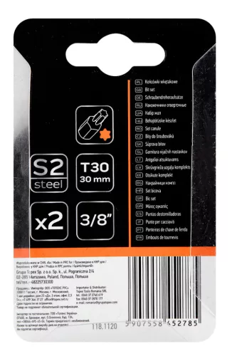 Neo Tools Torx bit, 3/8", T30x30mm, S2, 2db