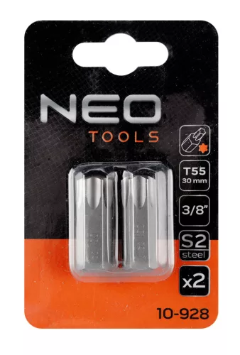 Neo Tools Torx bit, 3/8", T55x30mm, S2, 2db
